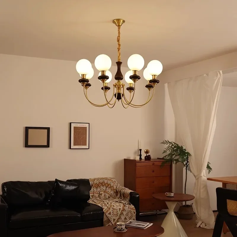 French medieval living room   chandelier, dining room   magic bean American retro style, bedroom lamp walnut ceiling