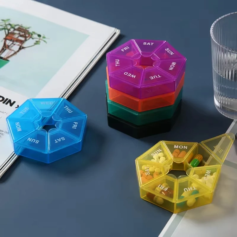 Mini 7 Grids Portable Pill Case Box Organizer Weekly Tablet Holder Travel Small Pills Storage Container for Medicine Fish Oils