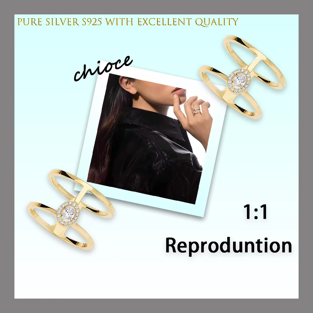 

Light luxury high-end specialty pure silver s925 messik-style GLAM'AZONE 2 ROWS elegant series diamond women's ring