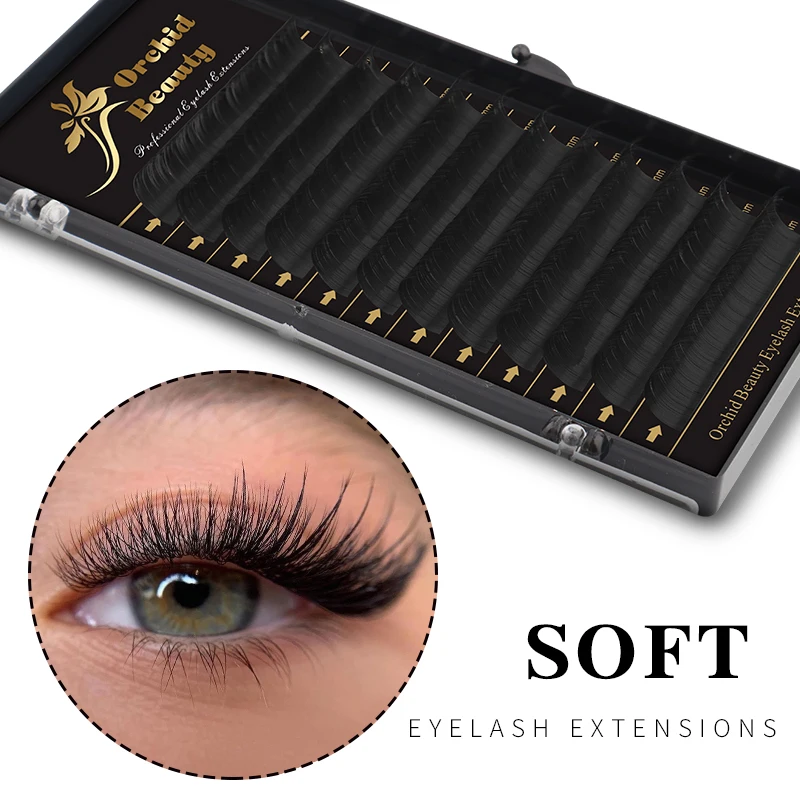 

Orchid Beauty Eyelash Extension C CC D Curl Individual Supplie Volume Faux Mink Lashes Natural Premium Matte Black Maquiagem