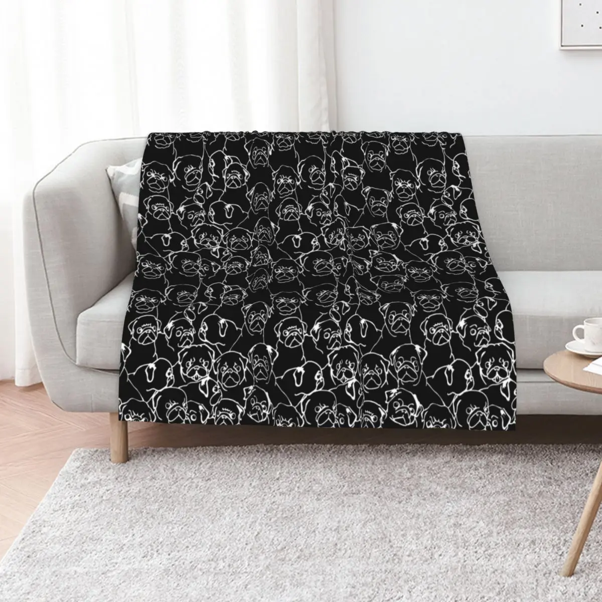 

Oh Black Pugs Throw Blanket Bed covers heavy to sleep Decorative Sofa Polar Blankets