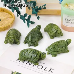 1pc Natural Crystal Green Jade Turtle Tortoise Statue Carved Reiki Healing Crystal Animal Figurine Crafts Home Decoration