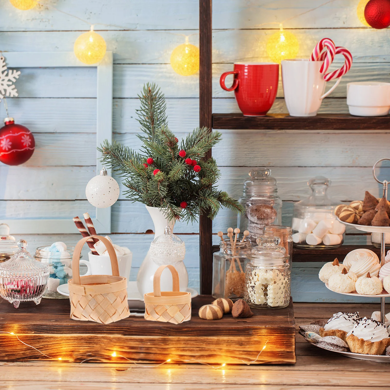 

6Pcs Handwoven Candy Baskets Storage Decorative Wooden Baskets for Weddings Parties Home DIY Reusable