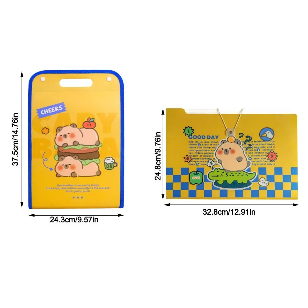 Multi-layer Capibara A4 File Folder Large Capacity Waterproof Accordian Organizer Test Paper Storage Bag School Office Supplies