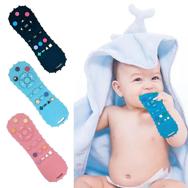 Teething Remote Hand Held Sensory Children Teether Silicone Easy To Clean Hand Teethers Chew Toys Silicone Teething Toys For