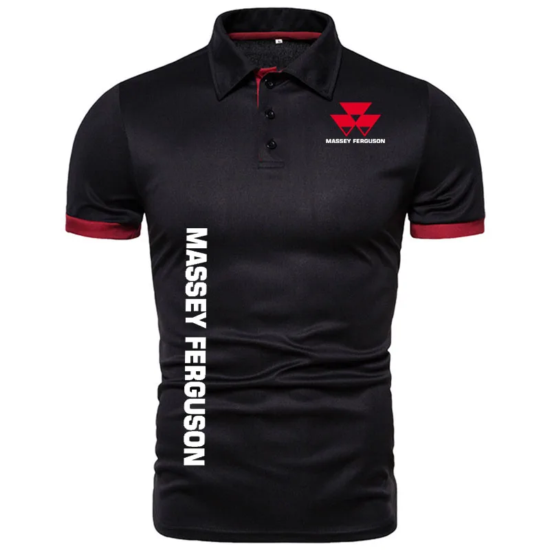 S-8XL male brand teeshirt men summer cotton POLO shirt Massey Ferguson button up work business lapel short sleeved for men
