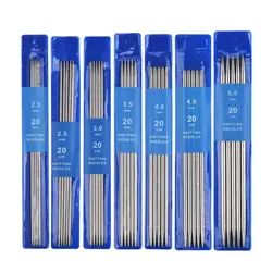 5PCS 20CM Stainless Steel Knitting Needles Set 2-5MM Double Pointed Straight Knitting Needles For Knitting Sweater Scarf Project