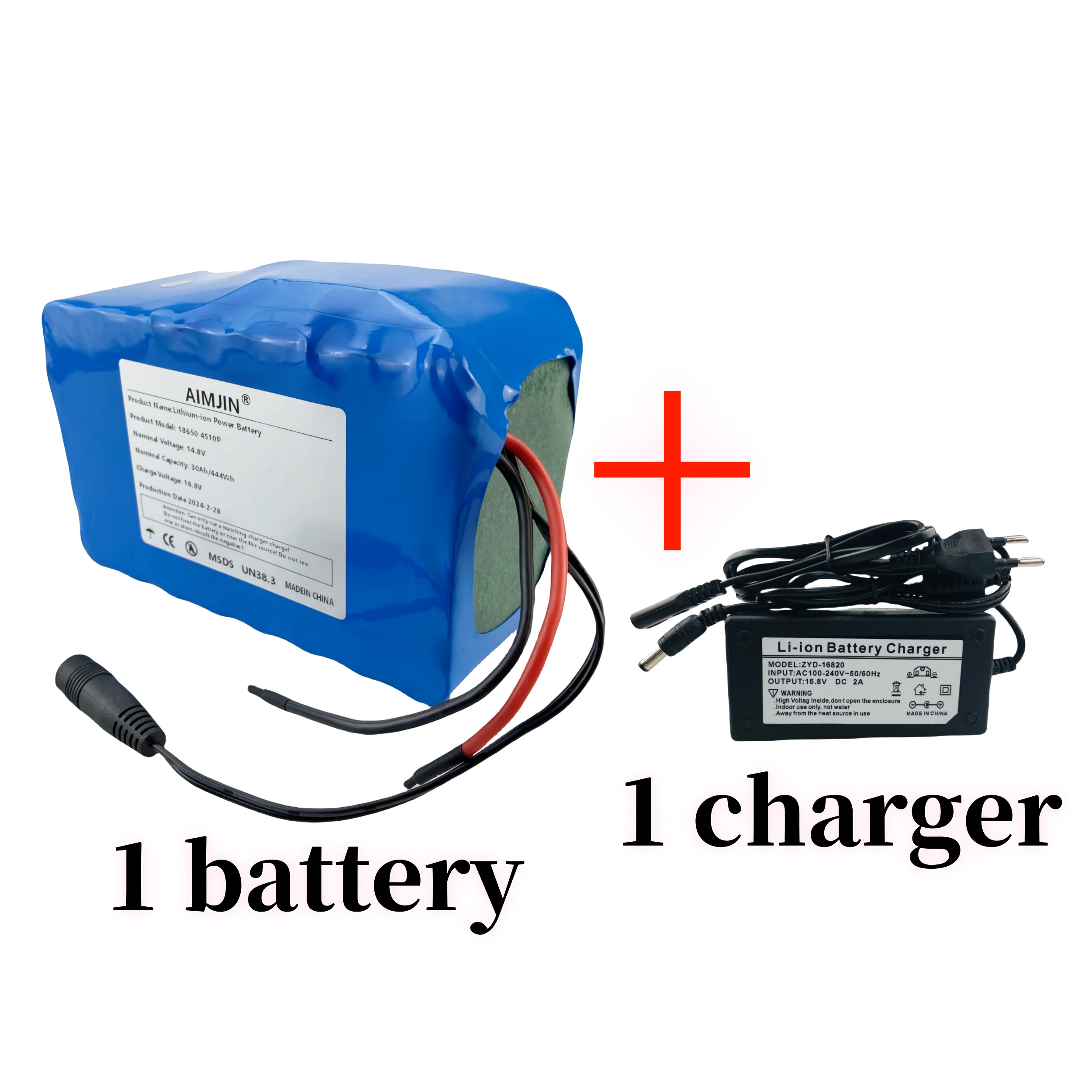 18650 4S10P 14.8V 30Ah 444Wh Lithium-ion Power Battery withBMS for Inverter Smart Robot High-power Equipment Etc+16.8V charger