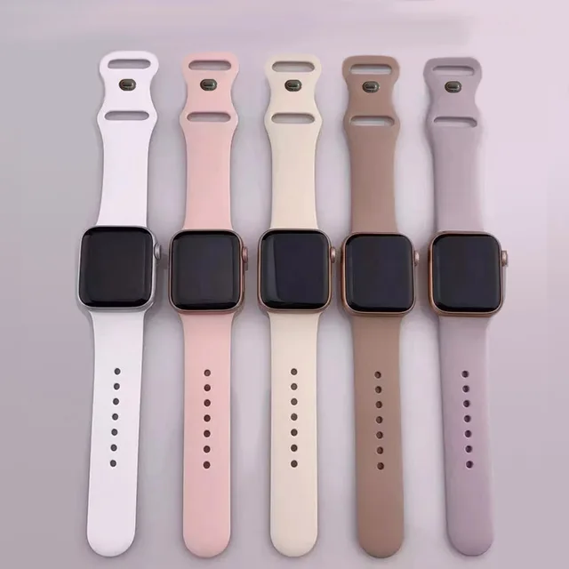 Silikonowy pasek do Apple Watch 40mm 44mm 46mm 45mm 41mm 49mm 42mm Correa Bransoletka iWatch seria ultra3 2 7 8 9 se 10 11