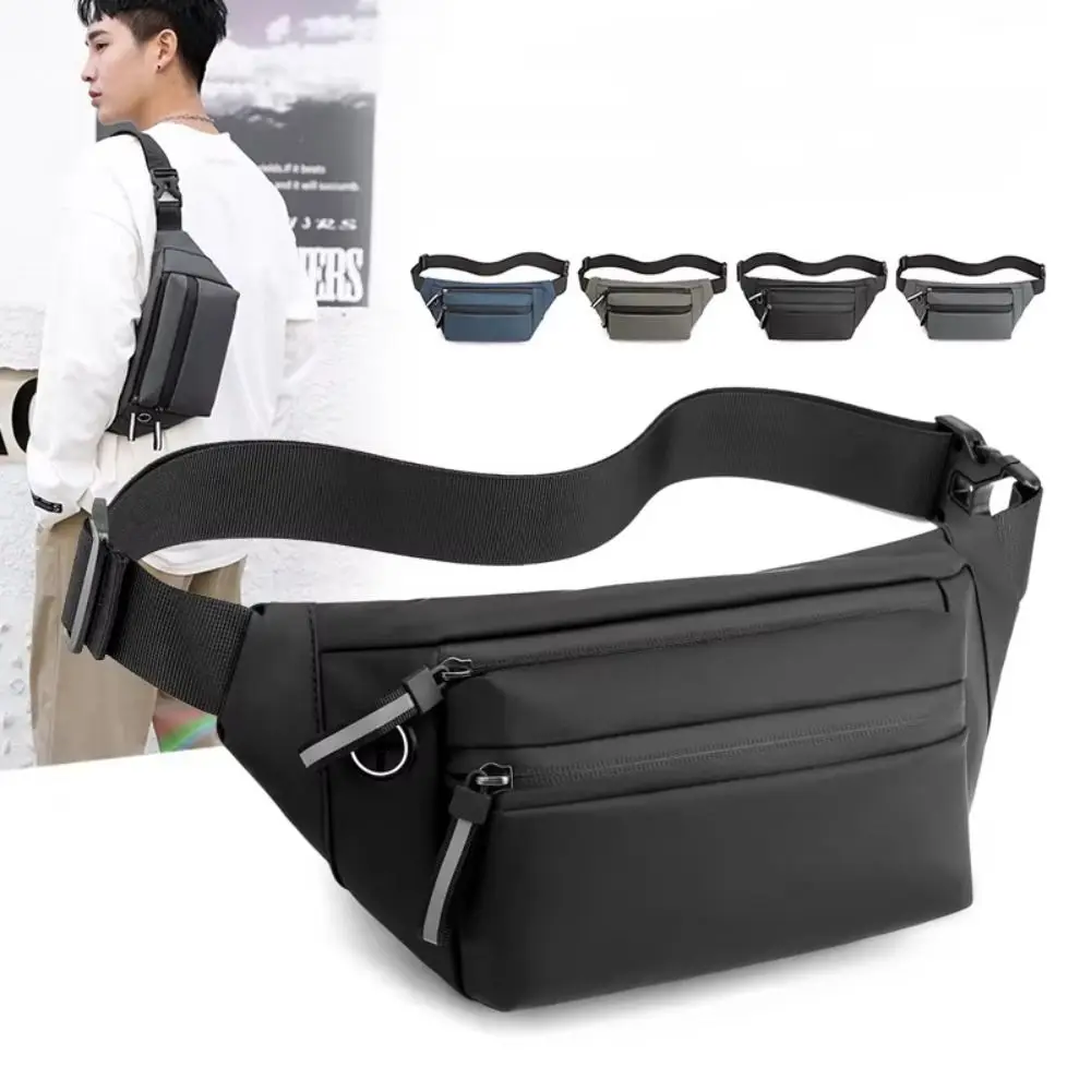 

Fashionable Nylon Waist Bag Grey Blue Black Waterproof Outdoor Sports Bag Sling Chest Bag Men Women