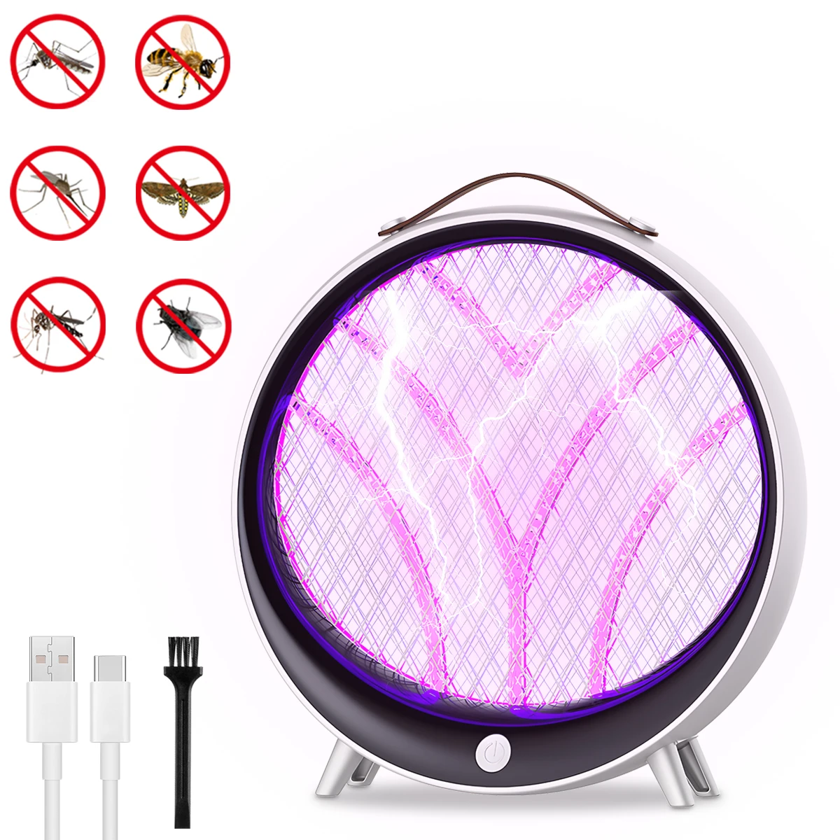 

Desktop Mosquito Killer Lamp White 1200mAh USB Rechargeable 2 Modes Hangable Electric Bug Zapper for Bedroom Home Kitchen