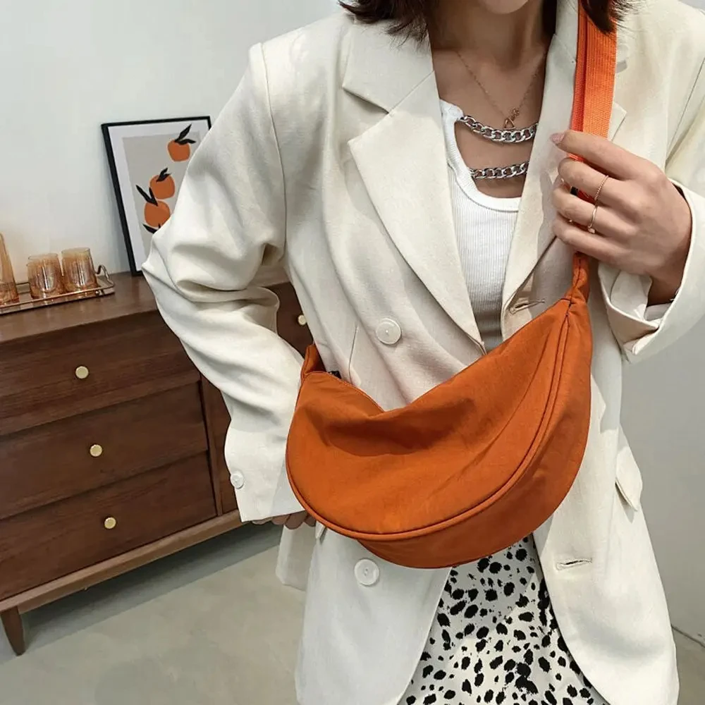 Women Shoulder Bags Solid Color Nylon Dumpling Messenger Bag 2023 New Trendy Lightweight Large Capacity Underarm Bag image 6