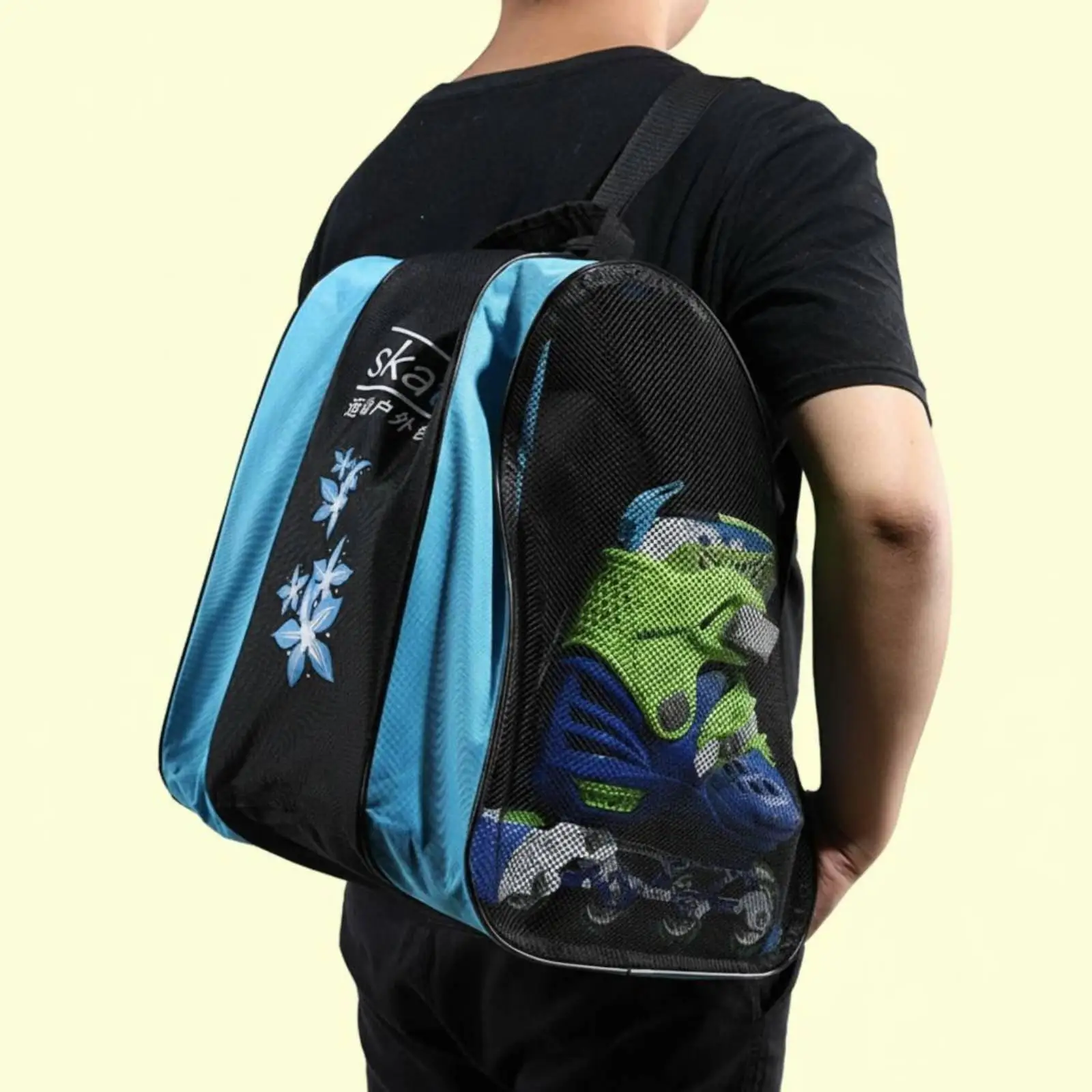 roller-skate-storage-adjustable-carry-handle-athletic-mesh-gear-tote-bag-for-skating-practice-or-club-events