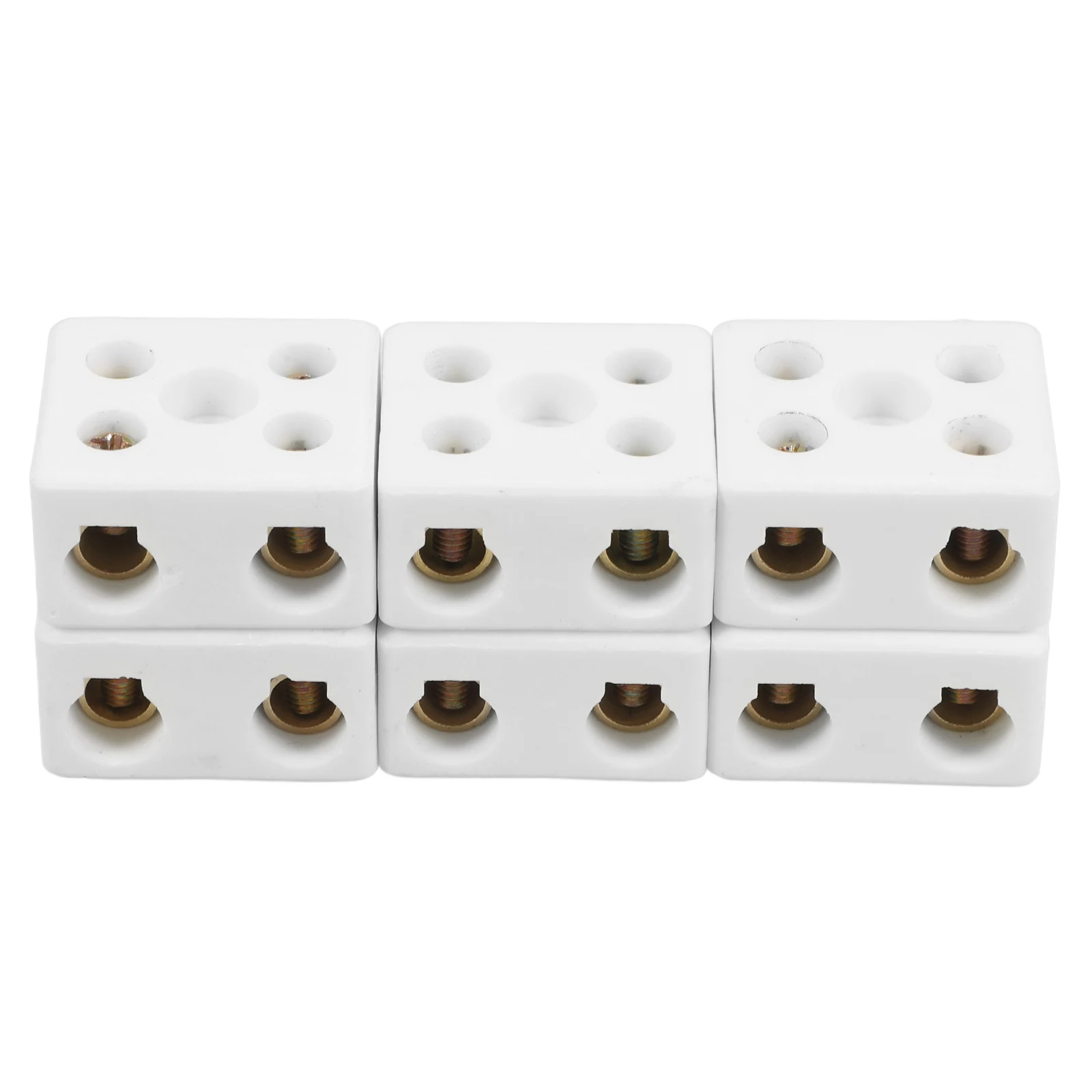 

6pcs Terminal Block Electrical Equipment Connectors Ceramic Terminals High Temp Porcelain Blocks Wire Dual Row Insulation