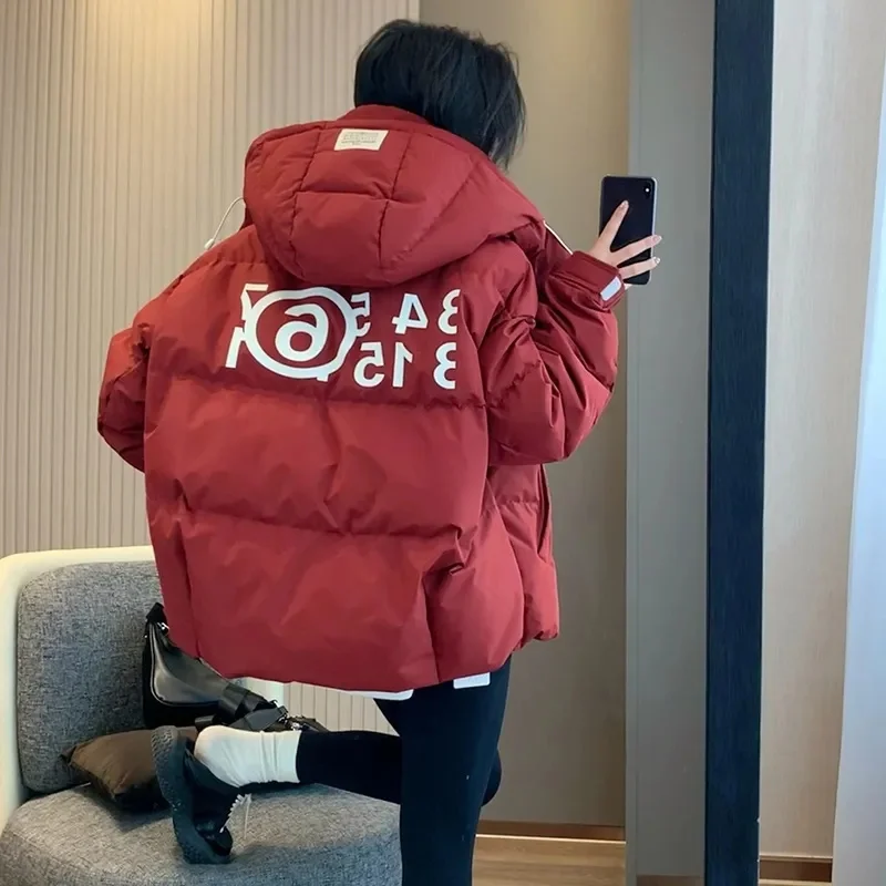 2025 hiver Parkas femmes col montant veste à capuche décontracté épaissir chaud solide coton rembourré veste ample bouffant manteau