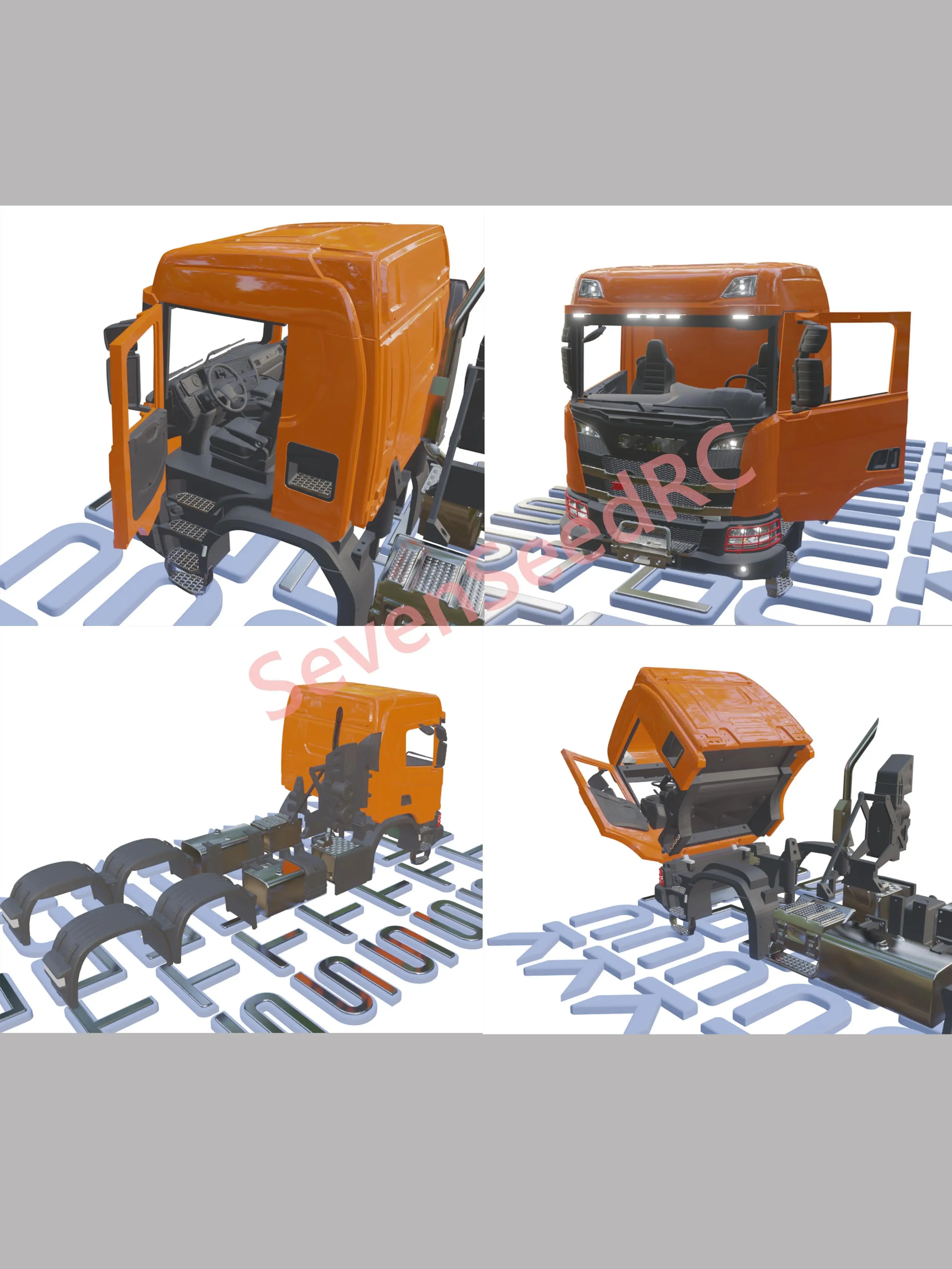 KIT de camión impreso en 3d SCANI XT G SERIES 1/14 Fmx modelo de punto estático JDM Tamiya Lesu Lxy Scaleclub SCX10 trx6 Crossrc nt jt4