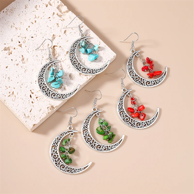 Mode Mond Tropfen Ohrringe für Frauen Ethnische Handgemachte Türkis Perlen Baumeln Ohrringe Mädchen Party Festival Schmuck Geschenke – Detail 5