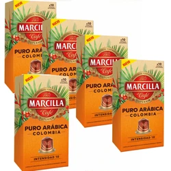 MARCILLA Café puro arábica Colombia intensidad estuche de 10 cápsulas compatibles con máquinas Nespresso -PACK de 5 Estuches