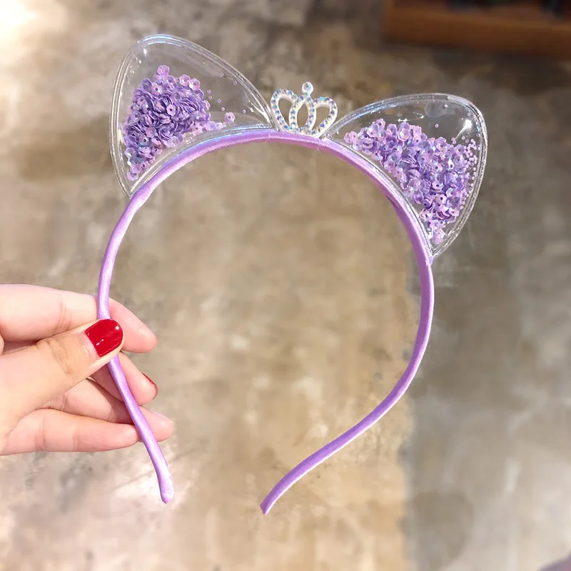 Girls Cute Shining Sequin Cat Ears Hairbands Sweet Ornament Headband Princess Gift Headwear Kids Fashion Hair Accessories image 2