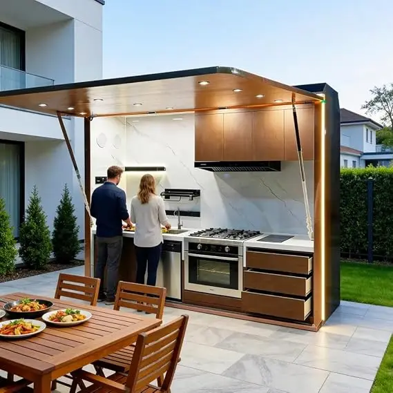 Wind Resistant Whole Set Outdoor Kitchen Service Island For Scenic Area Guest House Outdoor Kitchen