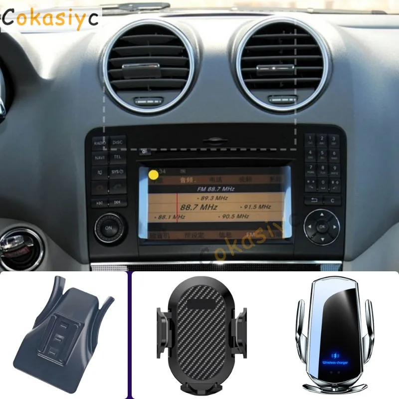 Suporte de telefone para carro, para mercedes benz ml w164 ml350 2005 2006-2010, suporte para celular, carregamento sem fio, base fixa especial