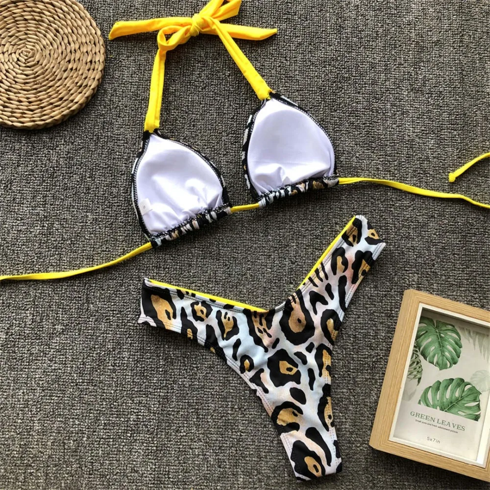 Neues zweiteiliges Bikini-Set, gelb-rosa, mit floralem Muster, brasilianischer Bikini, Damen-Badebekleidung, Badeanzug, Badebekleidung, V1199. – Detail 17