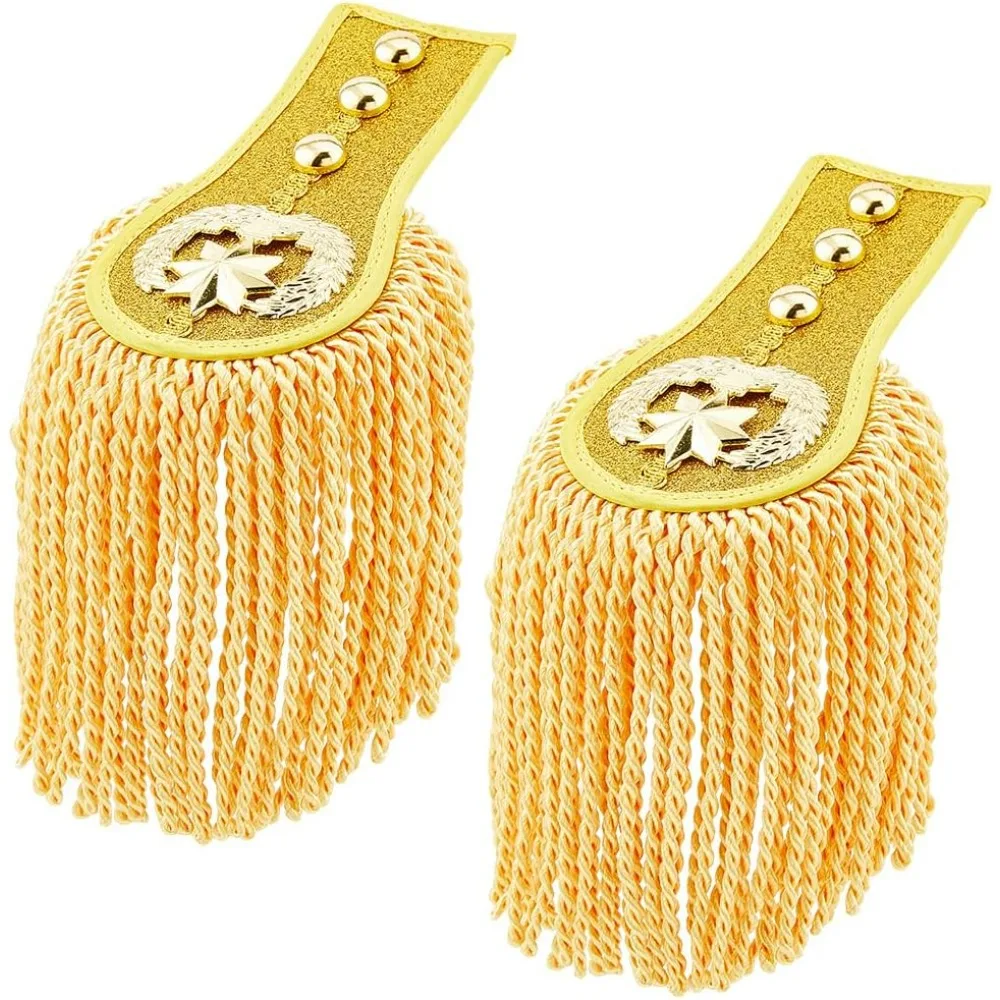 2Pcs Gold Cosplay Zirkusdirektor Schulter Quaste Schulter Uniform Fringe Schulter Goldene Link Kette Epaulet Schulter Brosche Pin