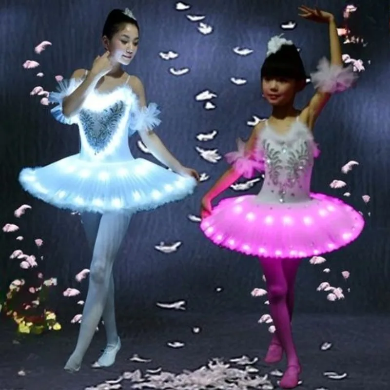 LED متوهجة توتو تنورة مرحلة الأداء زي الكبار ملابس الرقص أضواء الفلورسنت الهذيان فستان الحفلات تألق الأميرة تول