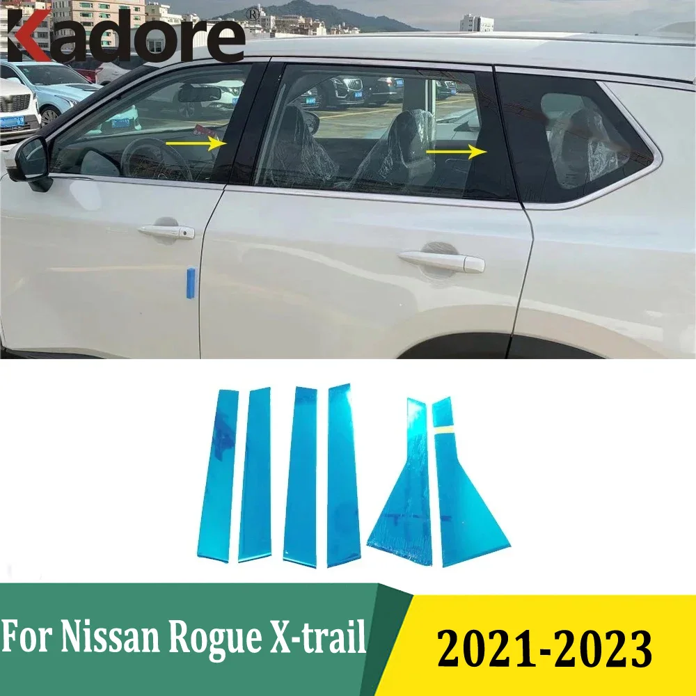 

For Nissan Rogue X-trail 2021 2022 2023 2024 2025 Stainless Steel Window Center Pillar Moulding Cover Trim Exterior Accessories