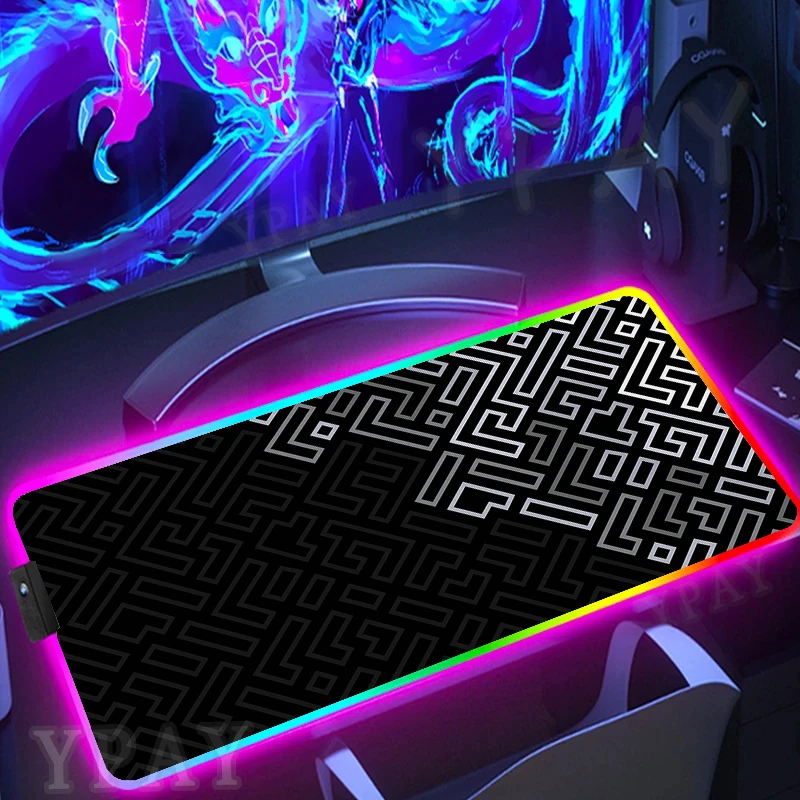 

Geometric LED Gaming Mousepads Black Large Backlit Desk Mat Computer Gamer Mousepad RGB Mouse Pad Luminous Mouse Mats Slipmat