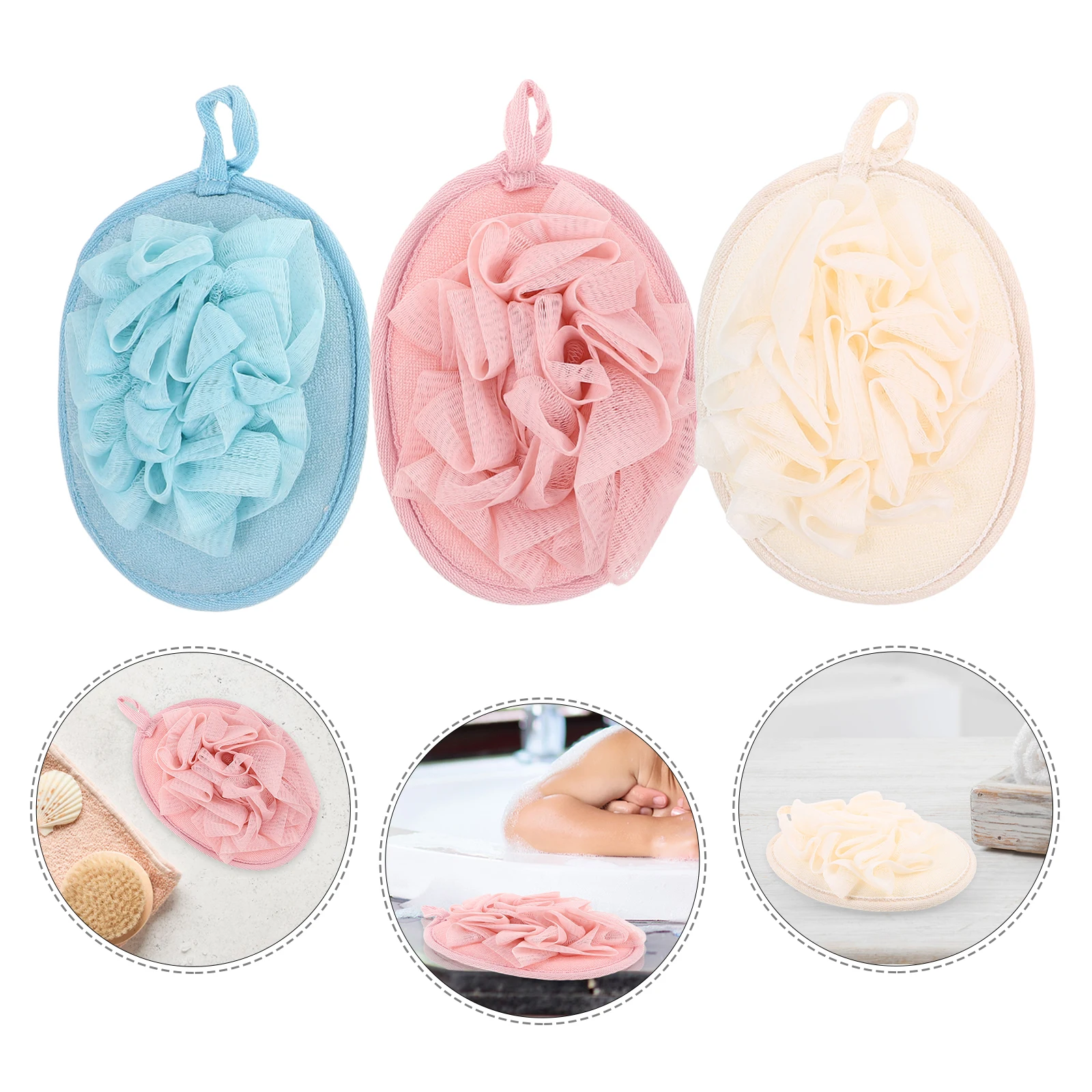 

3 Pcs Bath Towel Shower Brushes Sponge Absorbent Hand Ball Floral Flower Decorative Towels