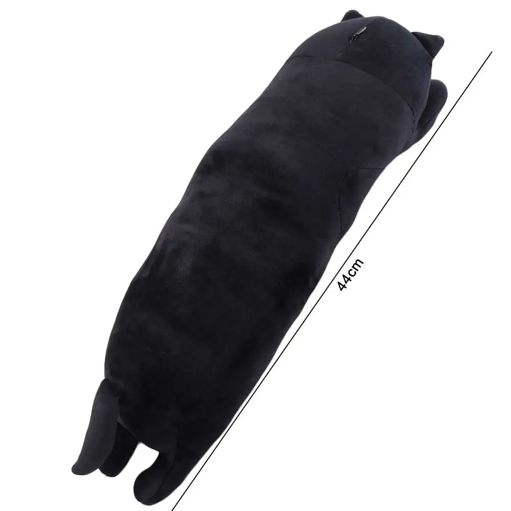 침대 장식 봉제 동물 긴 고양이 베개 홈 데코 수면 베개 검은 고양이 플러시 귀여운 44cm 봉제 고양이 인형 생일 선물