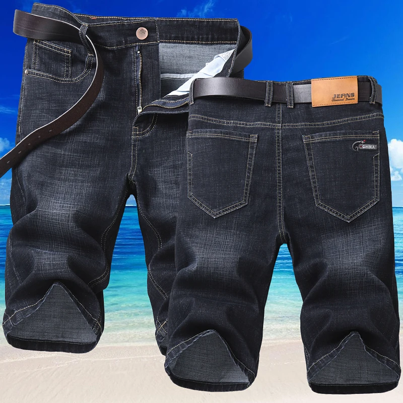 Short en denim minimaliste et léger pour homme, poche solide pour documents, fermeture éclair, mode décontractée, jambe droite, été, nouveau, 2024