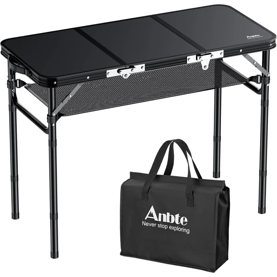 

Складной походный стол с сеткой для хранения, 3 фута, алюминиевый портативный стол для пикника для барбекю на заднем дворе, 3 регулируемых по высоте до 2