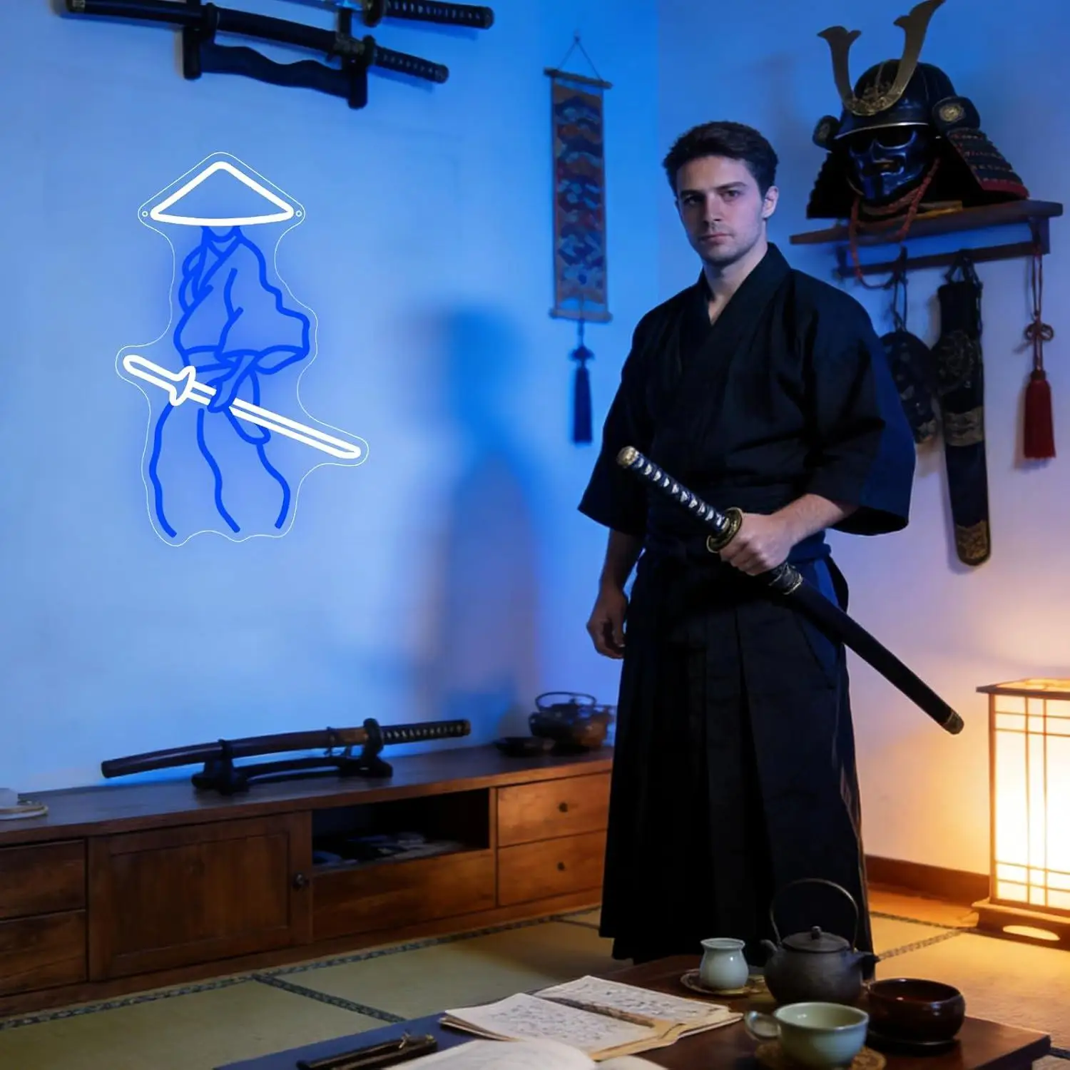 Letreiro Neon Samurai Ronin LED USB Regulável - alternate angle