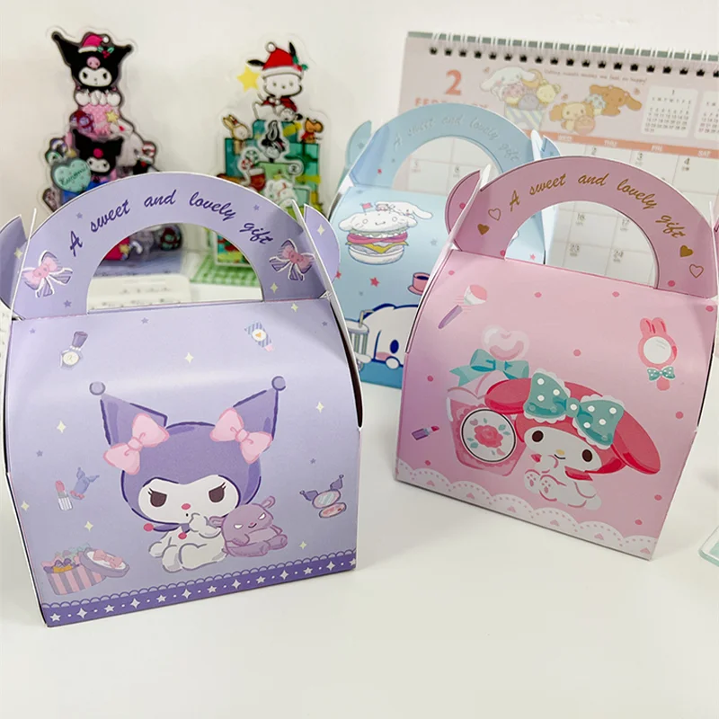 10Pcs Cute Sanrio Kuromi My Melody Cinnamoroll Cartoon Birthday Gift Packing Bag Anime Pochacco Gift Box Xmas Candy Paper Bag