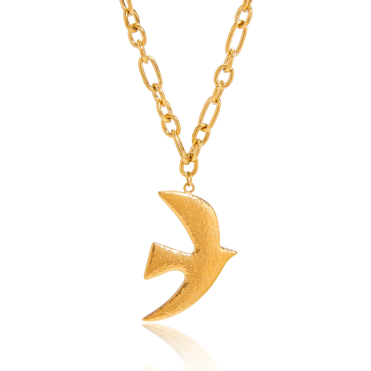 Youthway Klassische Halskette mit Friedenstauben-Anhänger für Damen, minimalistische Halskette aus 18 Karat Gold, PVD-beschichteter Edelstahl, Modeschmuck