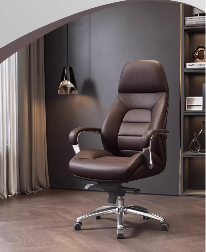 

Leather boss chair Business home comfortable office chair sedentary large class chair Office chair Computer chair