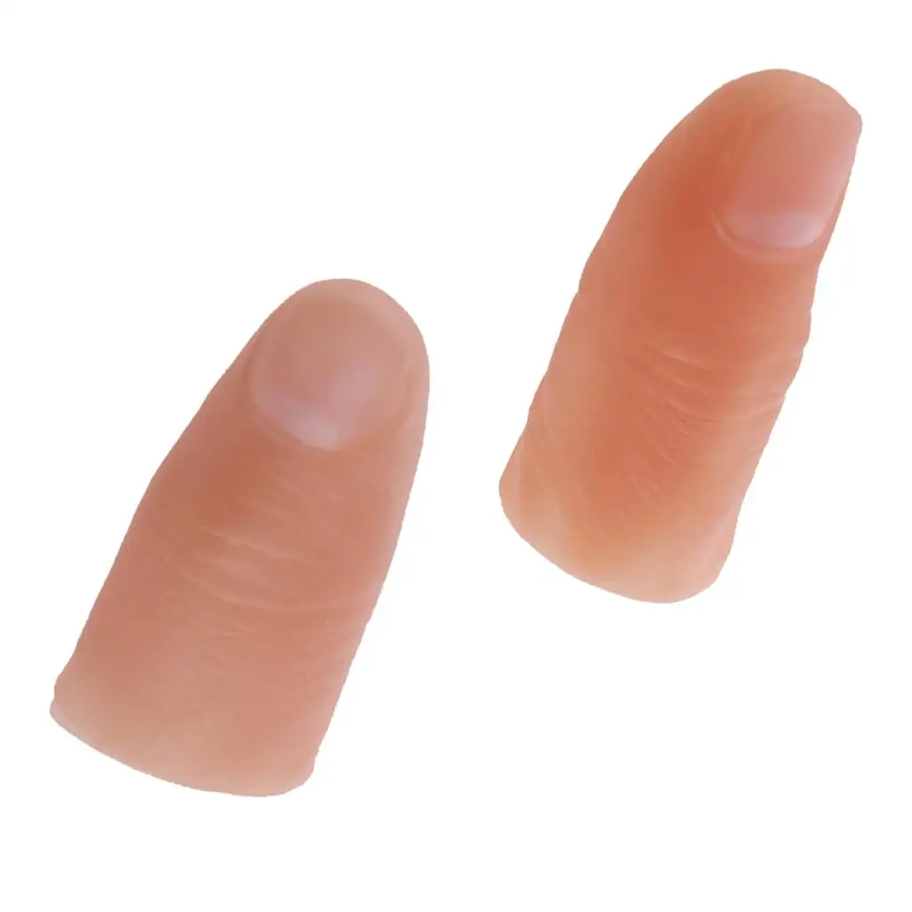 2Pcs Funny Thumb Tip Finger Trick Joke Toy Supply Soft Props
