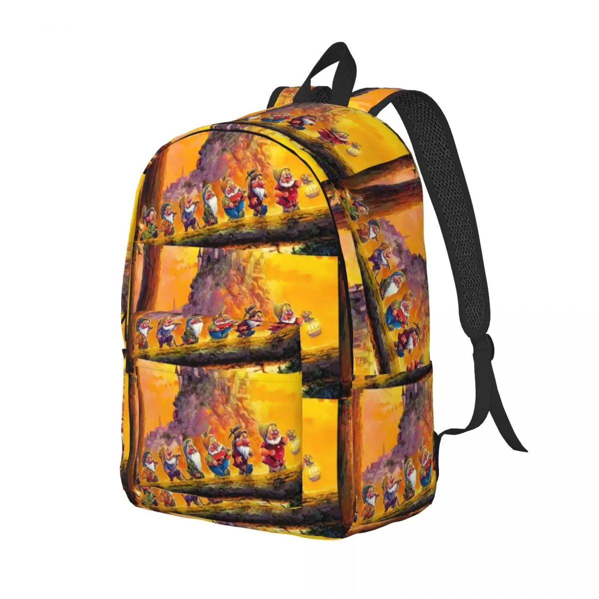 Custom Snow White And The Seven Dwarfs Canvas Backpacks for Women Men Water Resistant School College Bag Printing Bookbag