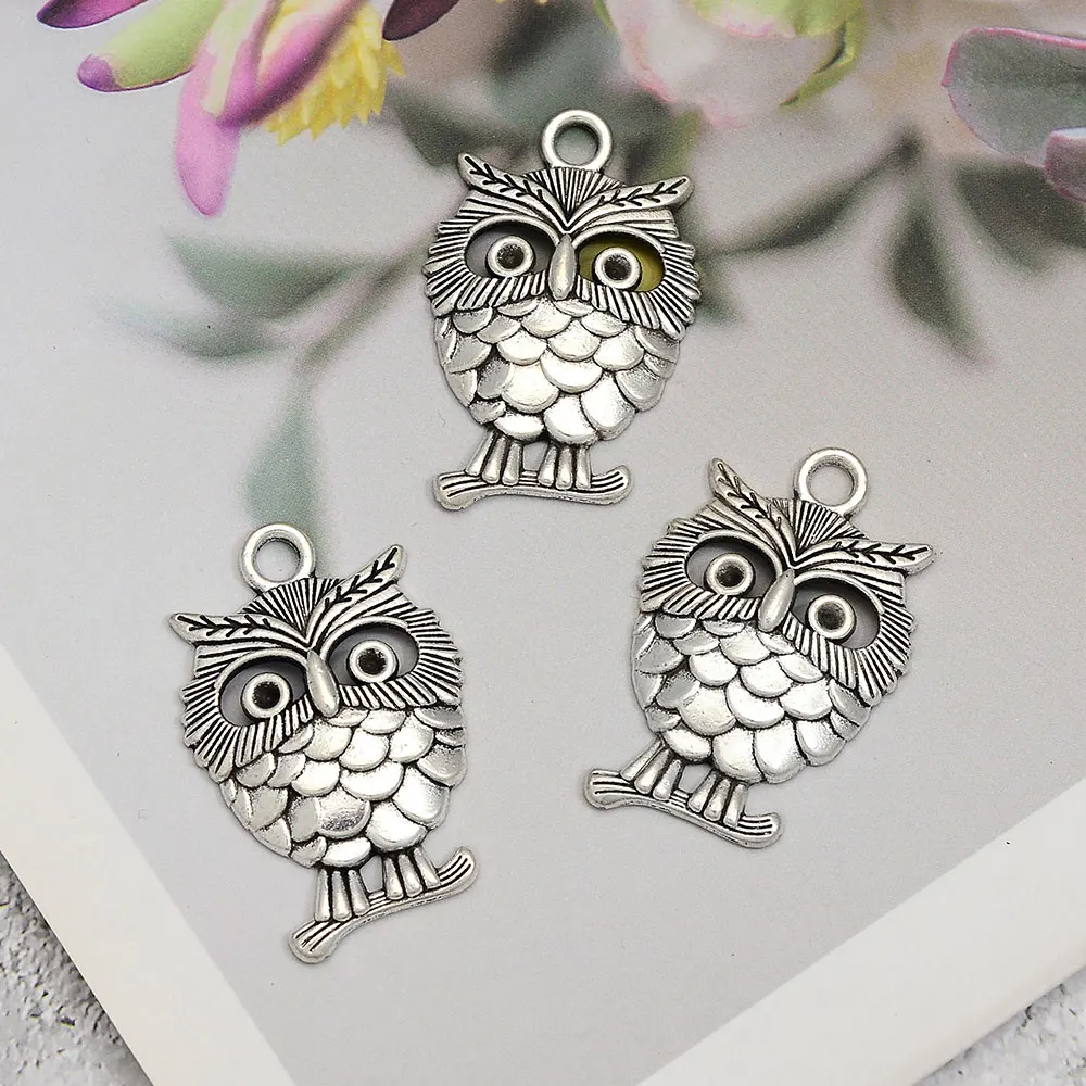 10pcs/Lots 35x22mm Vintage Owl Charms Bird Halloween Steampunk Pendant For DIY Jewelry Making Findings Supplies Accessories