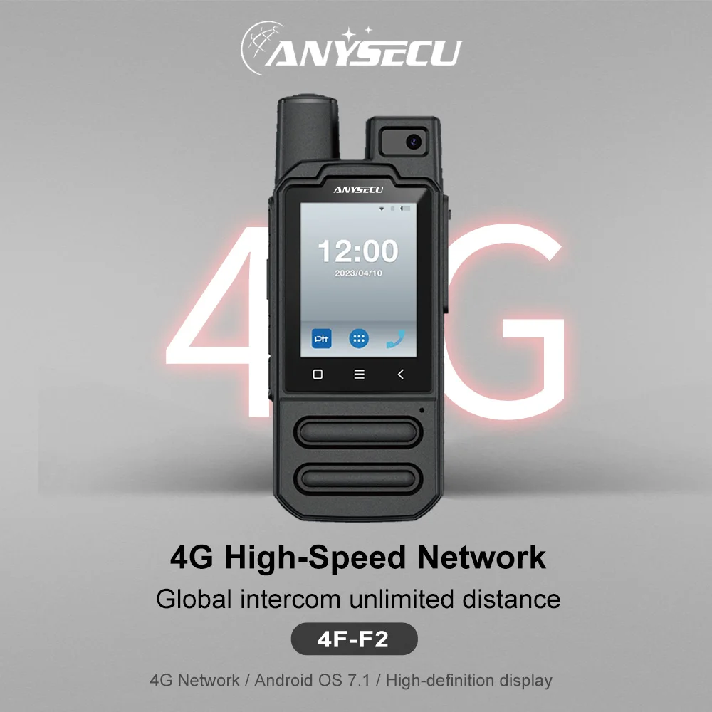 ANYSECU 4G F2 LTE walkie talkie  Android 7.1 Realptt Zello WalkieFleet Platform 4000mAh With GPS GLONASS Handheld Radio