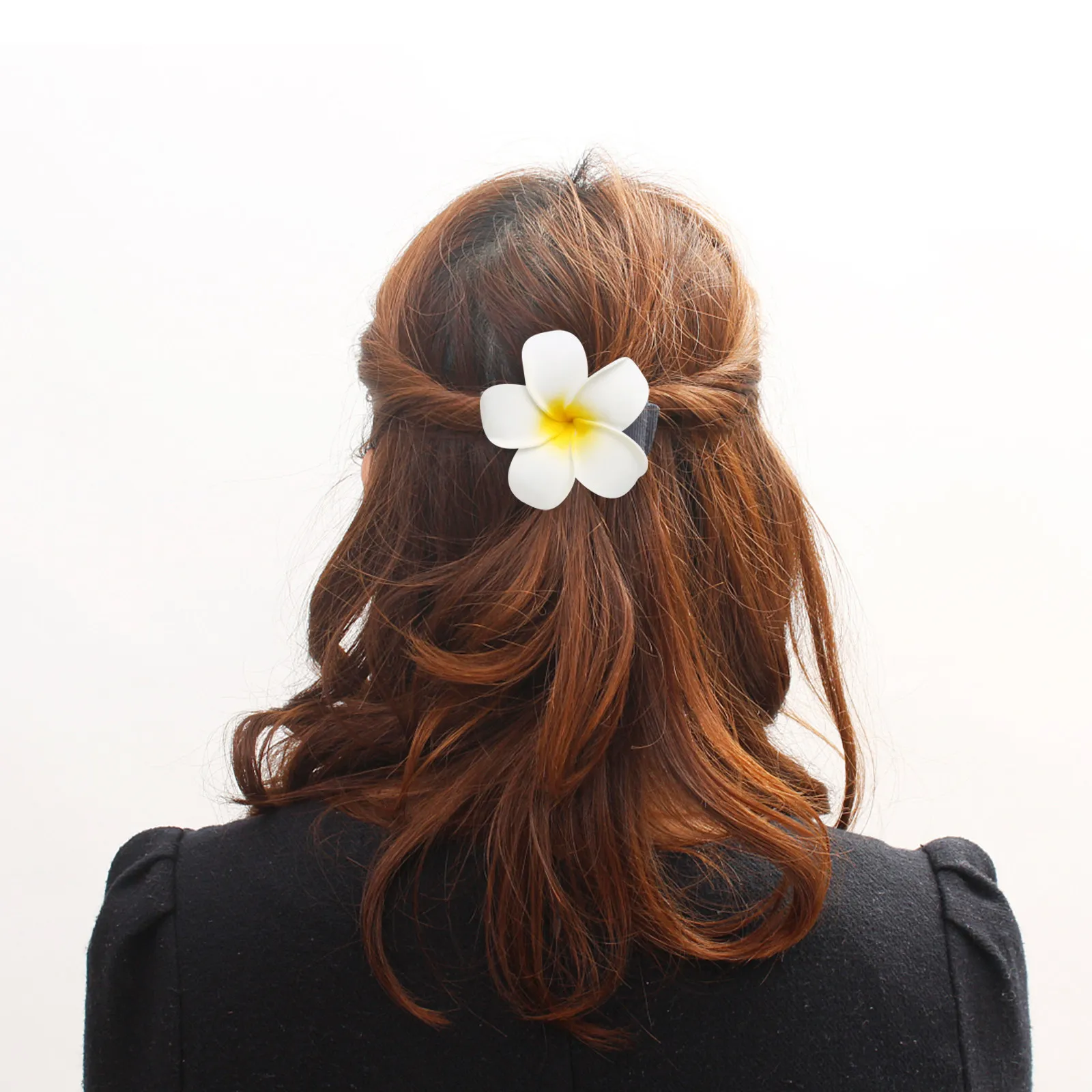 

25Pcs Plumeria Flower Hair Clips Foam Petal Simulation Bridal Barrette Wedding Beach Party Hair Accessory for Women