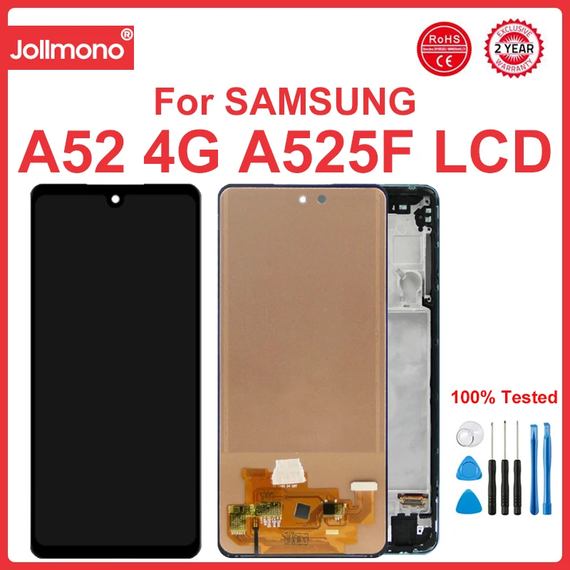 

ЖК-дисплей 6,5 дюйма A52 4G для Samsung Galaxy A52 A525 A525F A525M, цифровой сенсорный экран в сборе с рамкой