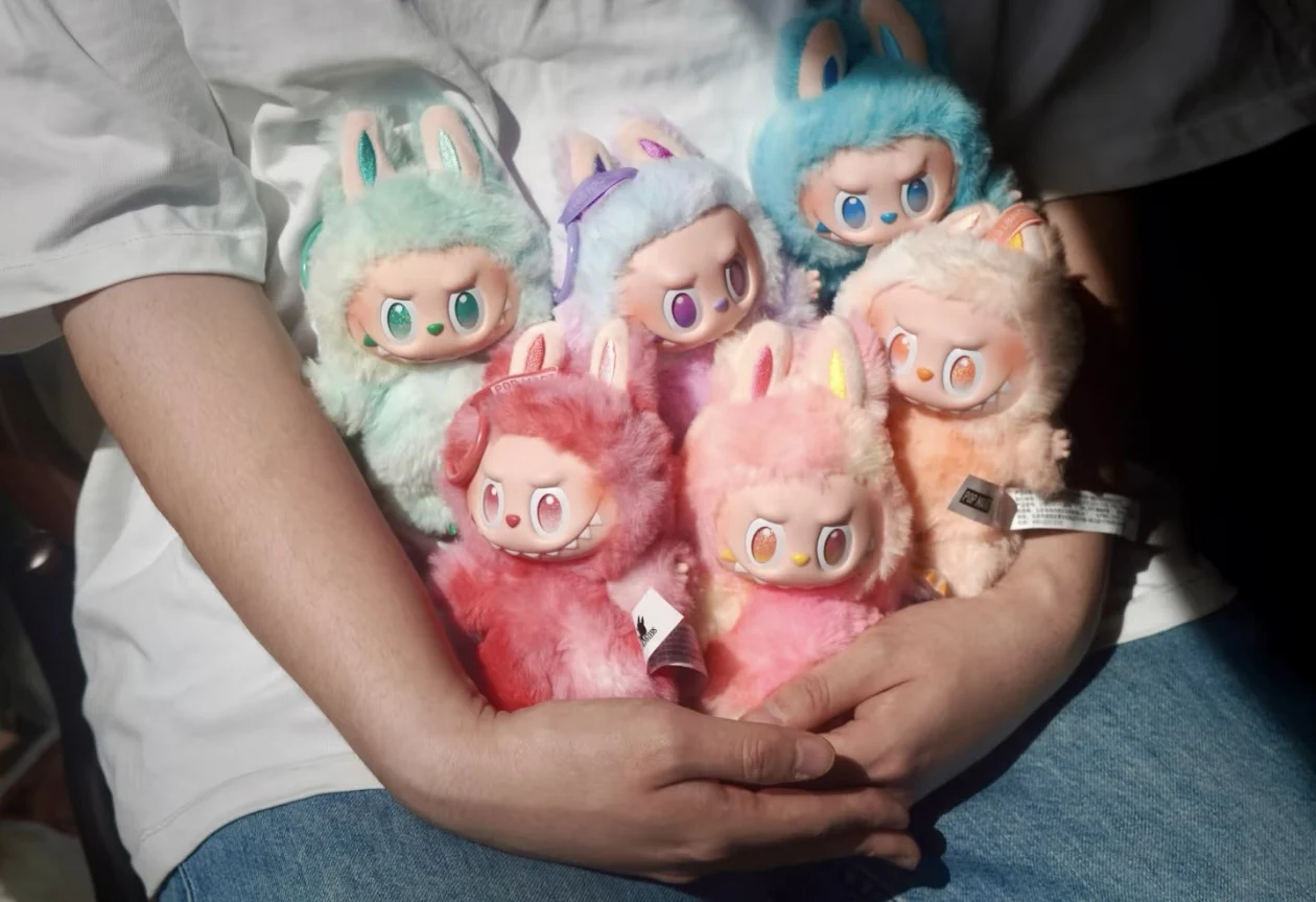 For Labubu The Monsters Blind Box Hot Toy Heartbeat Macaron Enamel Face PVC Figure Doll Kawaii Ornament Keychain Gift for Kids