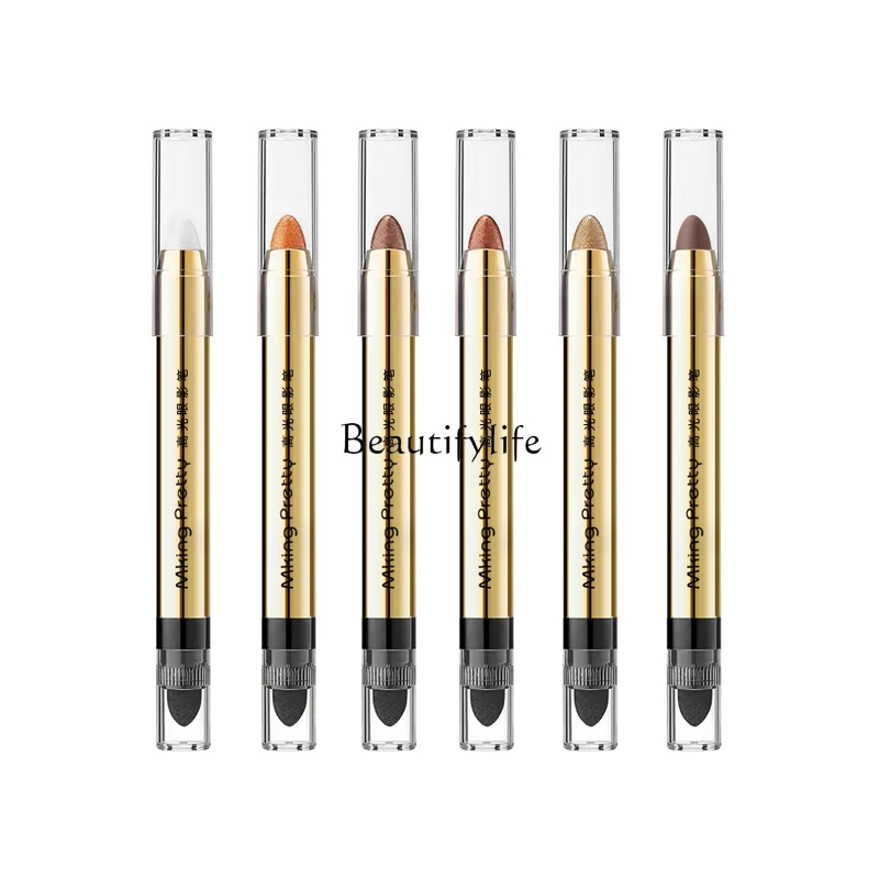 Lazy Highlight Eyeliner Pen Double-Headed Smudger One-Touch Molding Crouching Silkworm Brightening Matte Thin and Glittering