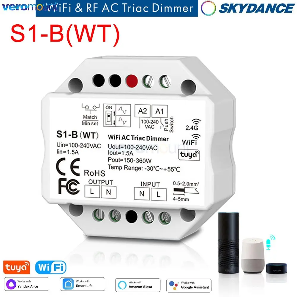 居間用調光器付き調光器,wifi,S1-B g,rf,2.4 v,110vac,タッチ調光器