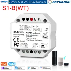 Skydance S1-B(WT) Tuya LED ściemniacz Wifi Smart 2.4G pilot bezprzewodowy RF triak ściemniacz 220V 110VAC dla lampa z żarówką LED ściemniania