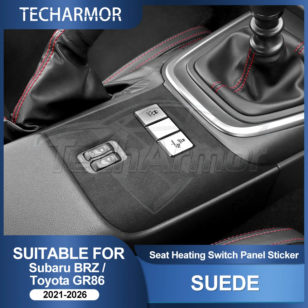 Capa de Botão de Aquecimento de Assento de Carro em Camurça Premium para Subaru BRZ Toyota GR86 2021 2022 2023 2024 2025 Adesivo Acessórios de Acabamento Interno