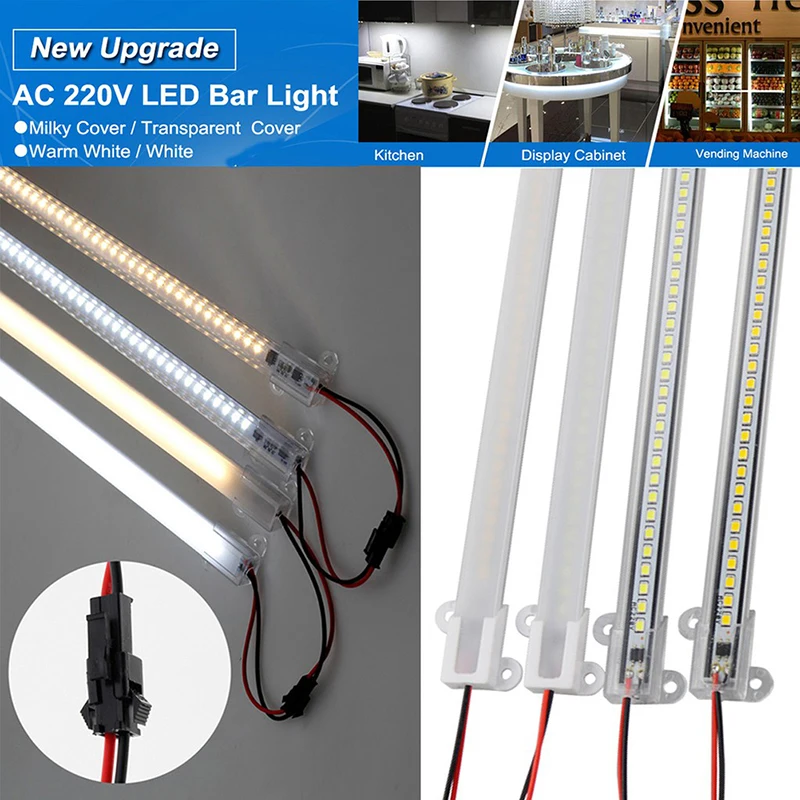 Barre Lumineuse LED Haute Luminosité AC220V, réinitialisation 2835 LED, 30cm, 40cm, 72 Rigides, Bande Lumineuse Économiseur de Tubes LED